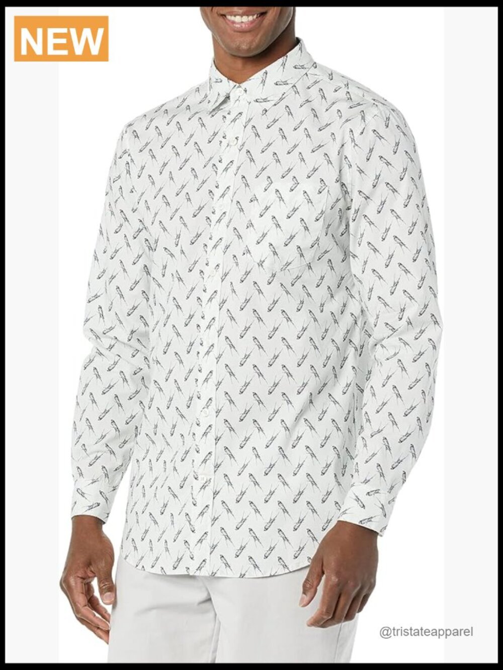 Men's Long-Sleeve Stretch Poplin Button-Down Shirt